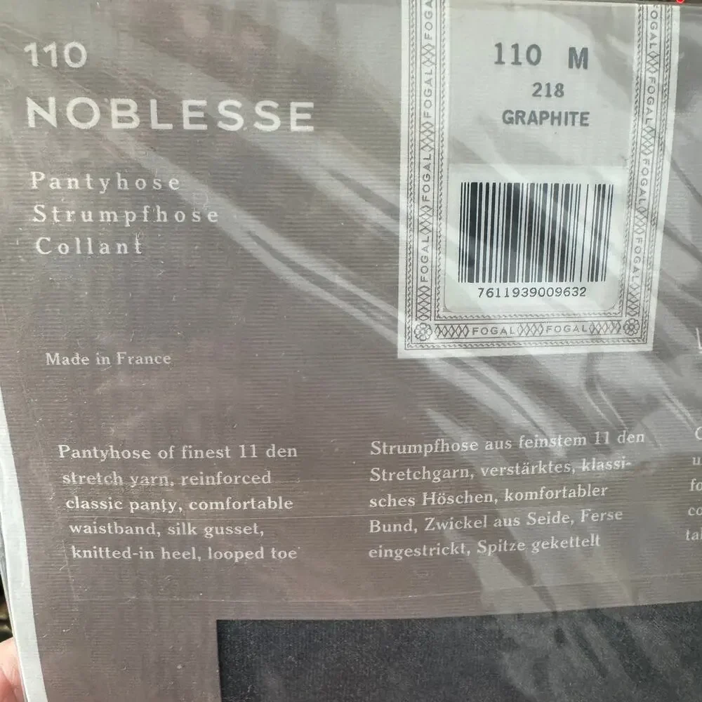Y2K Fogal Noblesse 110 Pantyhose Graphite M Bergdorf Goodman Made in France